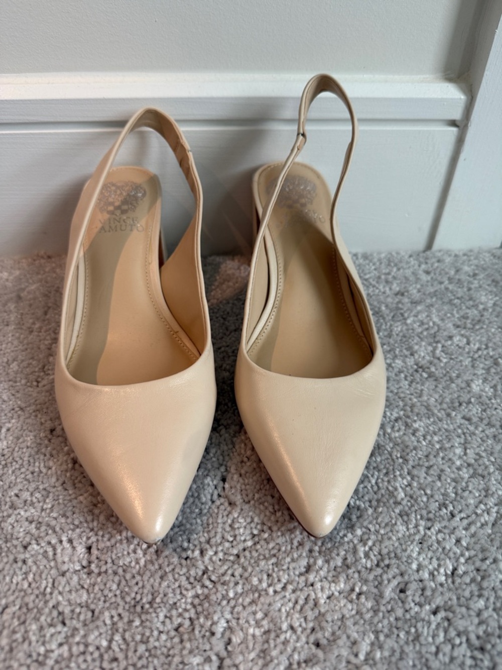 Vince Camuto Women's Pointed Toe Slingback Flats in Cream